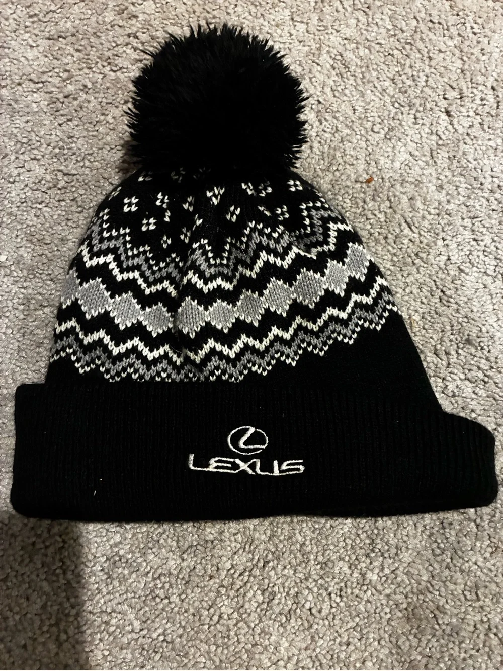 Lexus Black & Silver Pom Beanie
